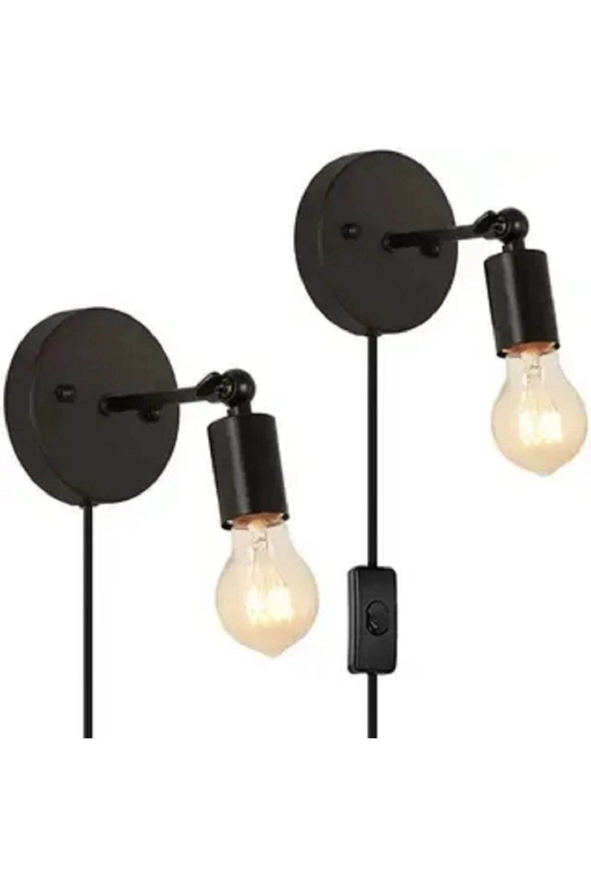 MODERN,RETRO,VİNTAGE SİYAH 1XE27 DUYLU FİŞLİ ANAHTARLI,KABLOLU METAL APLİK 1ADET FİYATIDIR