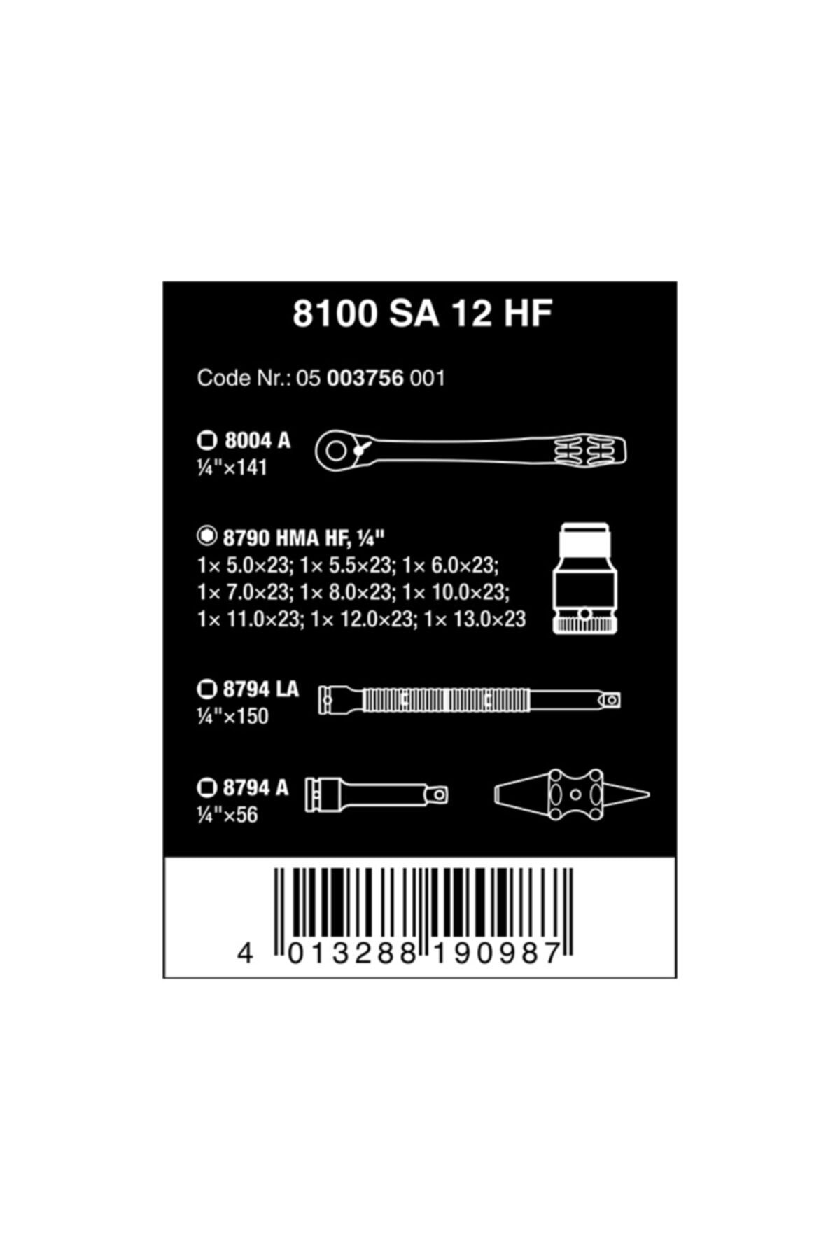 8100 Sa 12 Hf Masfallı Metal Cırcır Zyklop Set 1/4" 05003756001