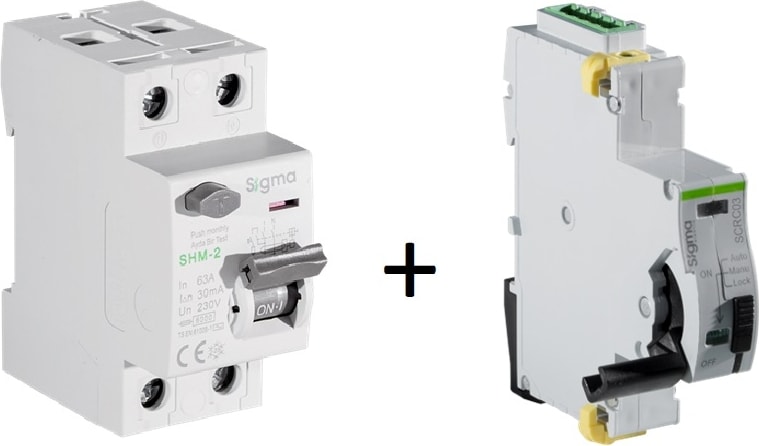 Elektrik SCRC03 Otomatik Yeniden Kurma Ünitesi + 2X63 30MA Kaçak Akım Rölesi