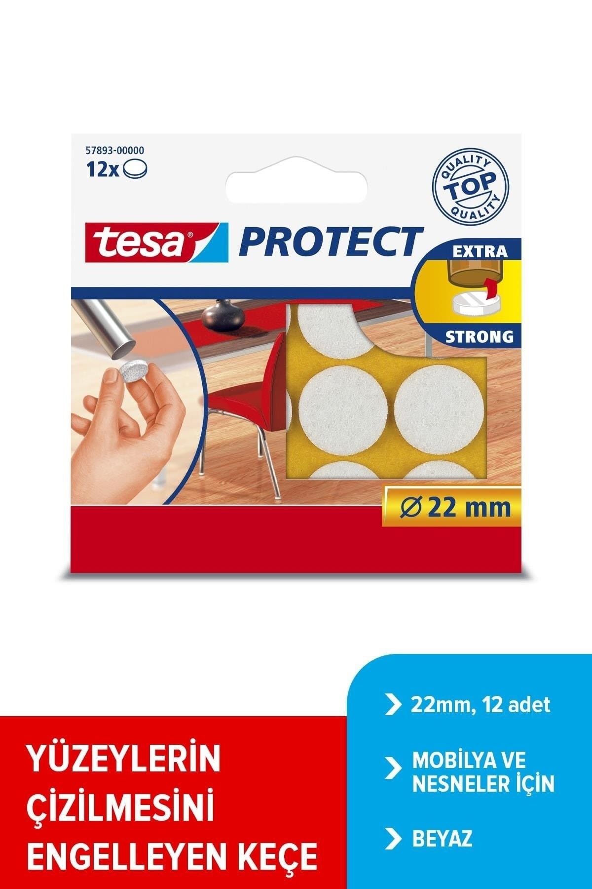 Protect Çizilmeye Karşı Koruma Sağlayan Daire Keçe Yuvarlak 22mm 12 Adet Beyaz