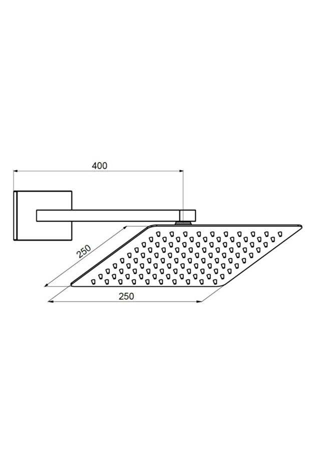 Ankastre Duş Başlığı Kare Slim Metal 25x25 Cm Siyah Ads29-s