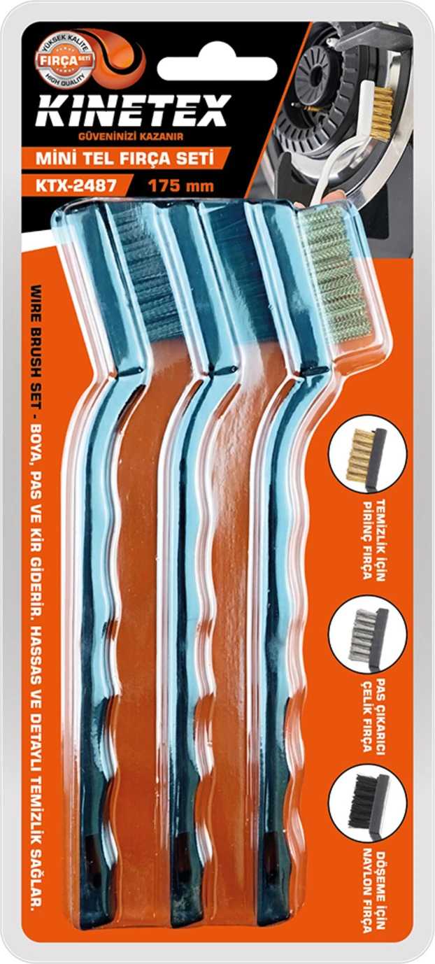 3'lü Mini Tel Fırça Takımı KTX-2487 3 Adet