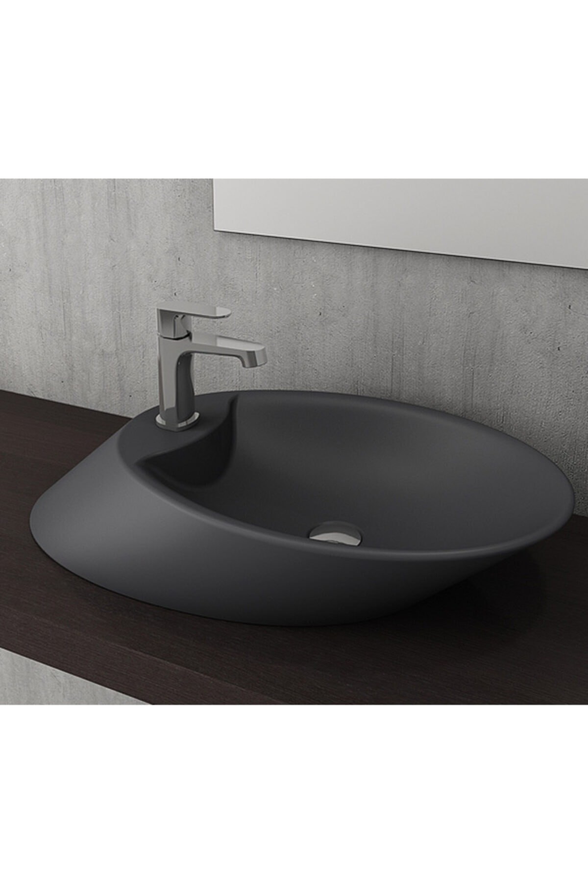 Vessel Batarya Banklı Çanak Lavabo 72 Cm - Mat Antrasit