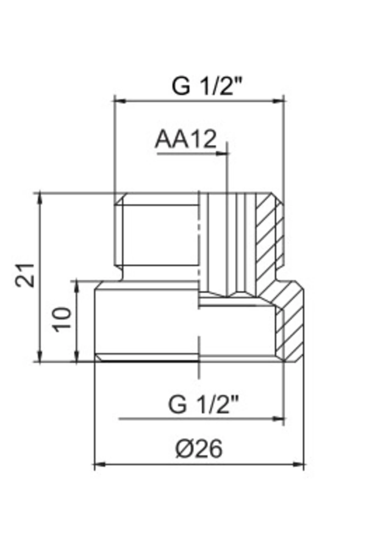 1/2 1 cm Uzatma Krom (Musluk Uzatma) 102134013 Pirinç