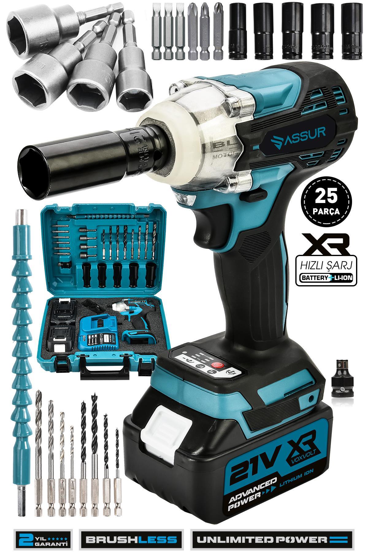 21 V 3Ah Professional Somun Sökme Şarjlı Darbeli Matkap Vidalama Set