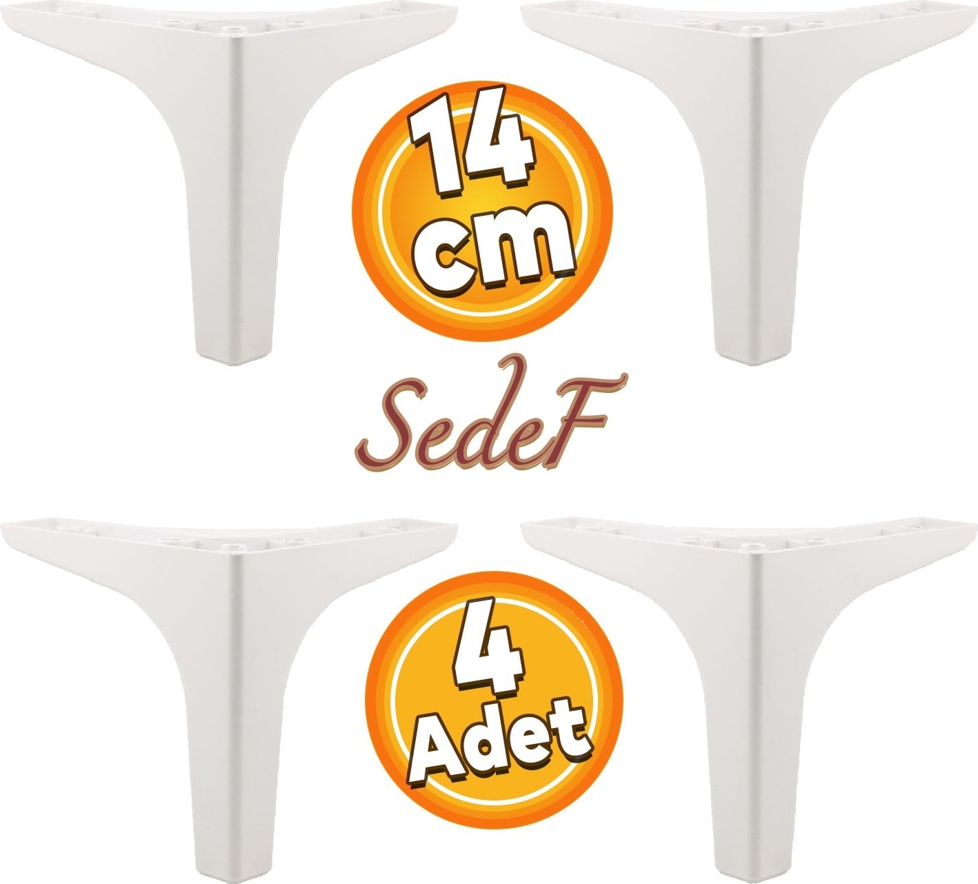 Sedef Lüks Mobilya Kanepe Sehpa Tv Ünitesi Koltuk Ayağı 14 cm Beyaz Ayakları 4 Adet