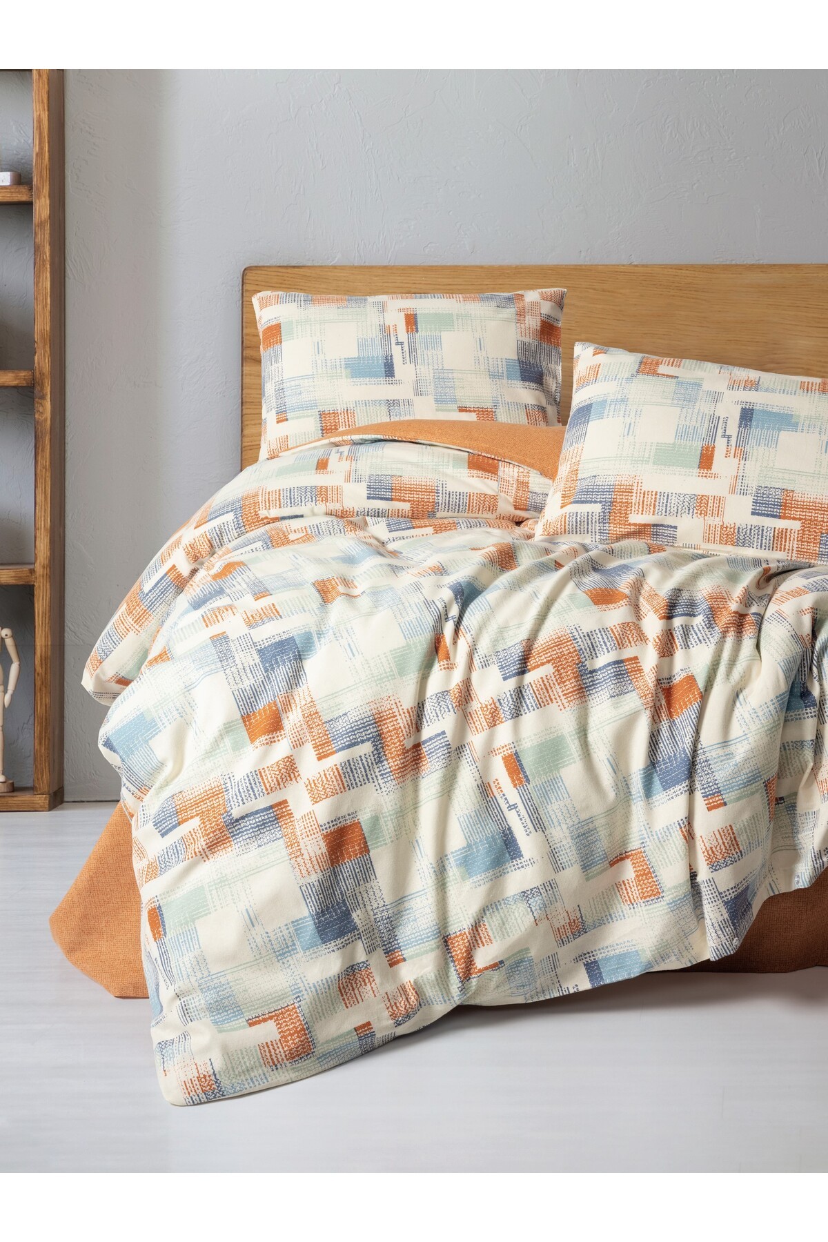Flanel Tek Kişilik Nevresim Takımı Rina Kiremit