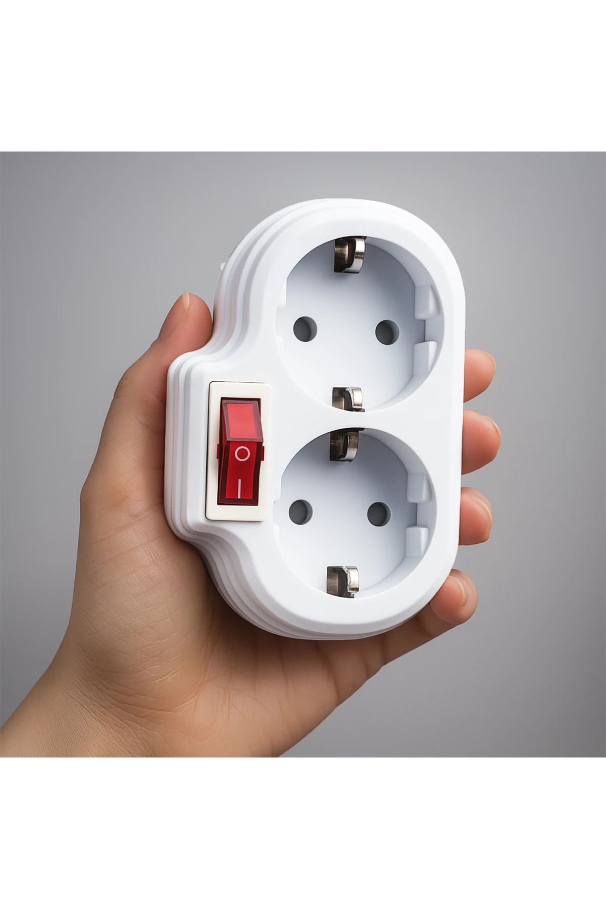 Kablosuz Açma Kapamalı Anahtarlı 2'li Beyaz Grup Priz Golyat Düğmeli Fiş Topraklı Çoklu Çoğaltıcı