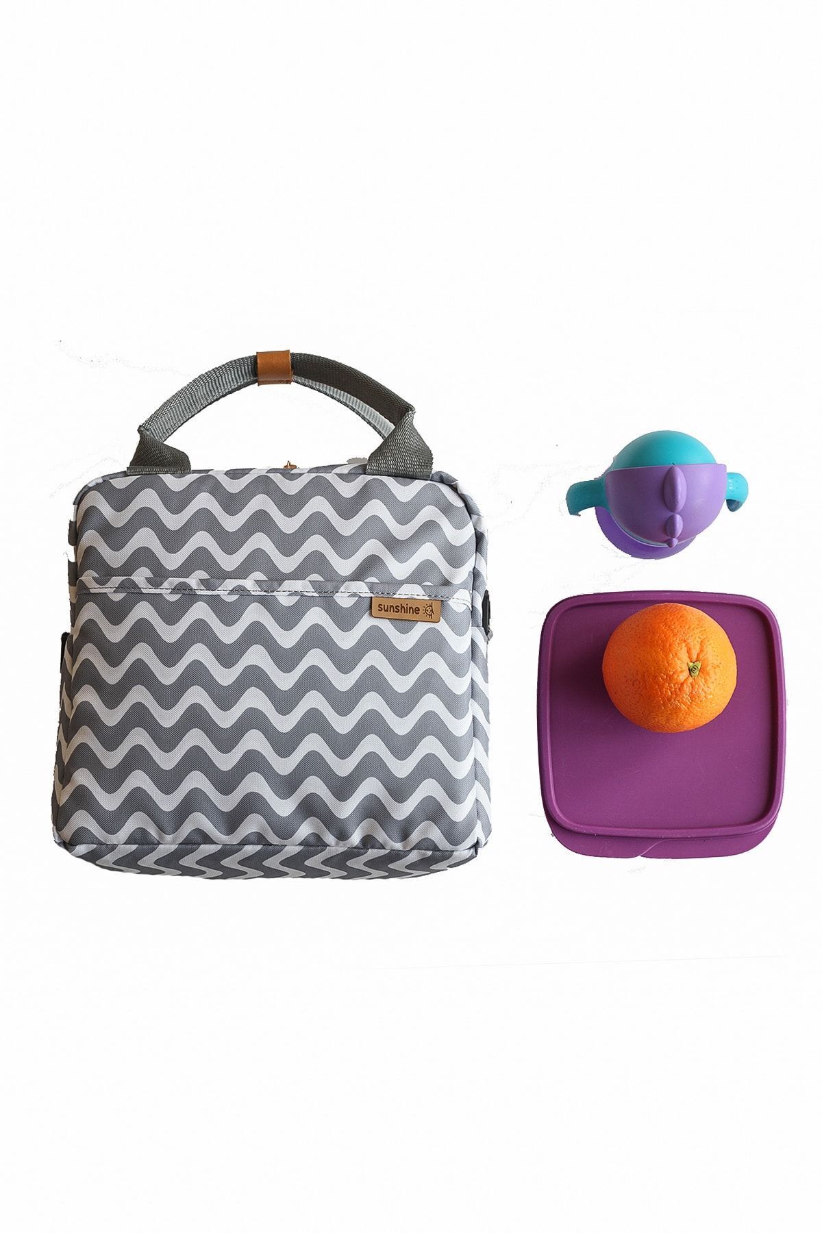 Zikzak Desenll Termal Isı Izolasyonlu Yemek Taşıma Beslenme Çantası