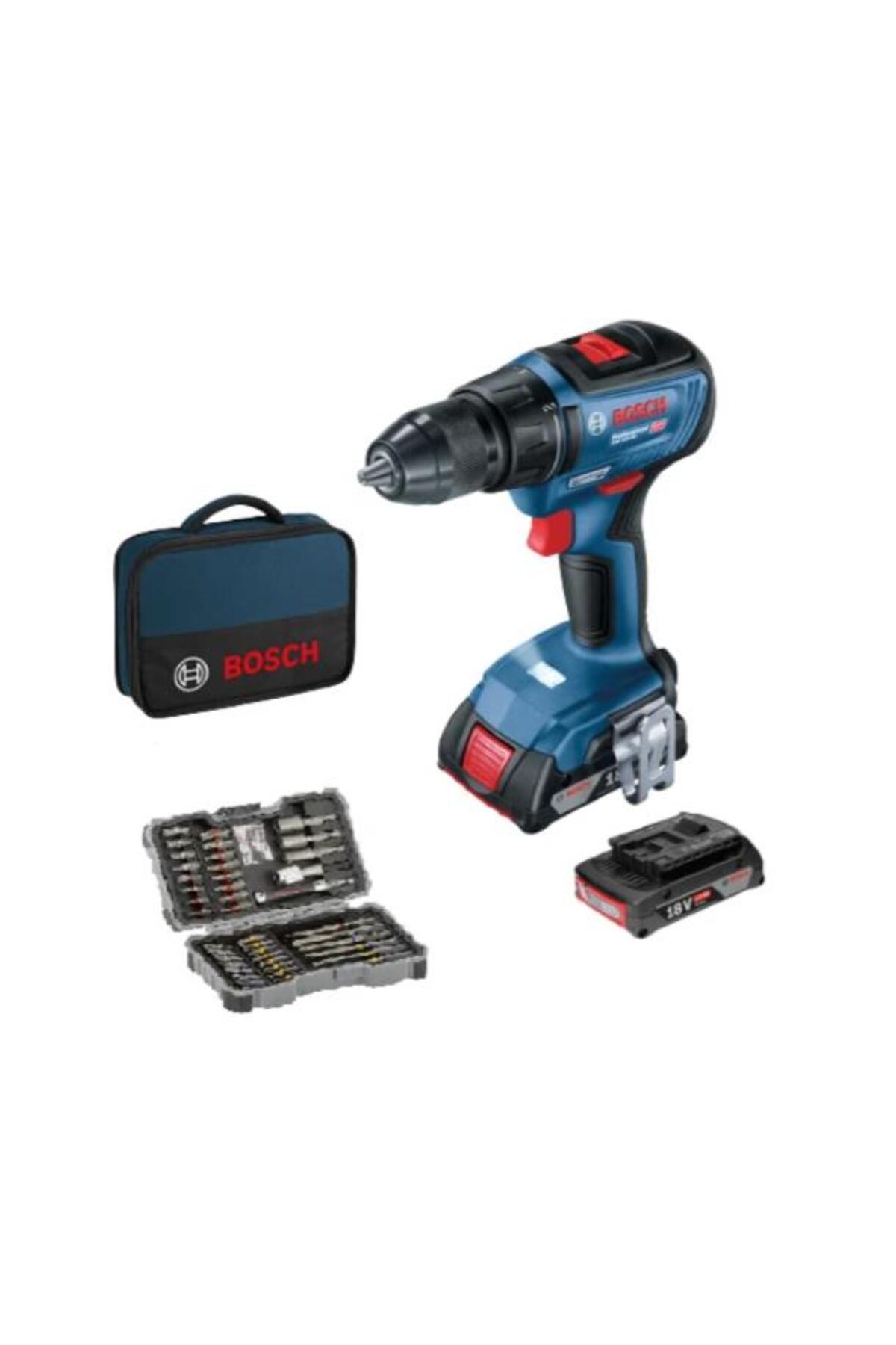 BOSCH Professional Gsr 18v-50 2x 2,0 Ah Çift Akü Delme/vidalama Makinesi + 43 Parça Set + Alet Çanta