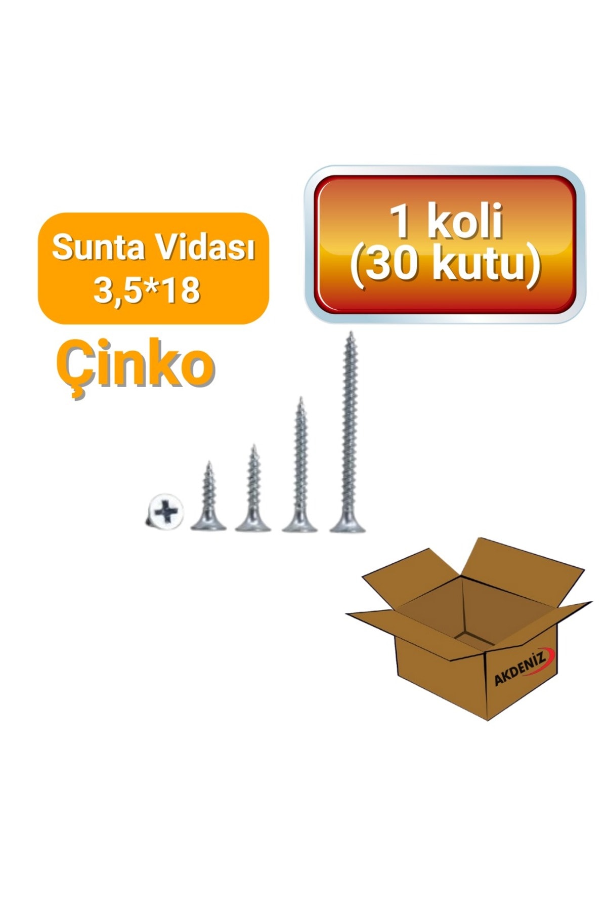 Vida 3,5x18mm Sunta Mobilya Vidası - Çinko Kaplamalı, Dayanıklı ve Güçlü