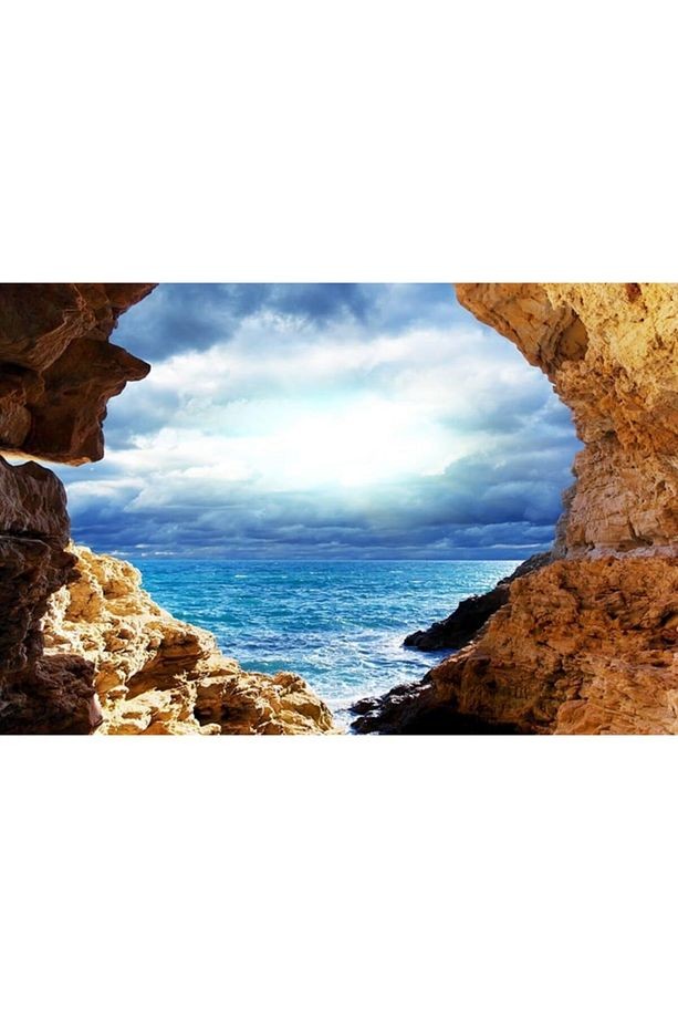 3d Boyutlu Mağara Deniz Manzarası Duvar Kağıdı