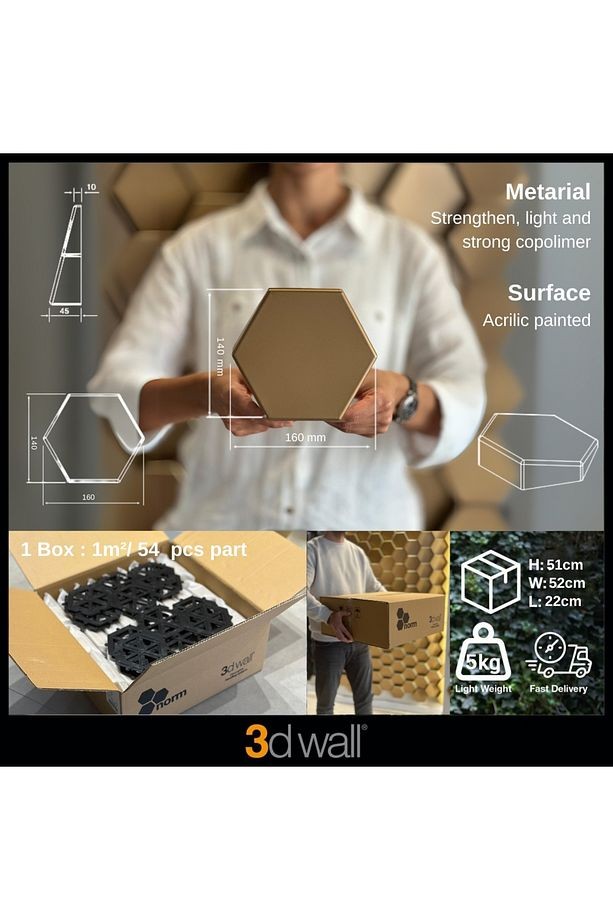 Norm 3 Boyutlu Dekoratif Duvar Paneli (-SİYAH-) (1M2)