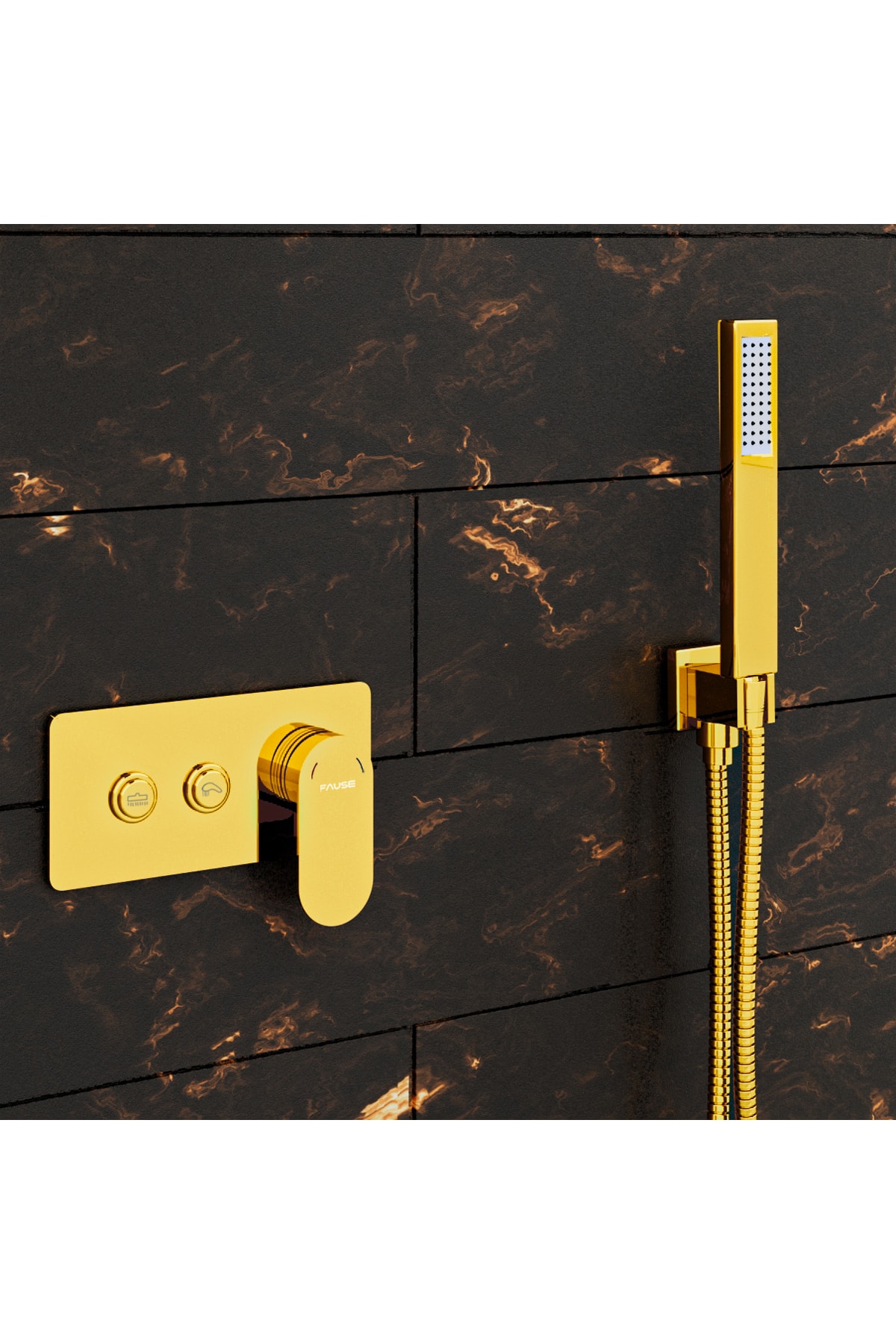 Ankastre Comfort Panel Yağmur Duş Seti Altın Fau108-g