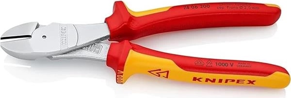 Knipex Ağır Hizmet Tipi Yan Kesiciler, Krom Kaplama, Çok Bileşenli Manşonlarla Izole Edilmiş, Vde