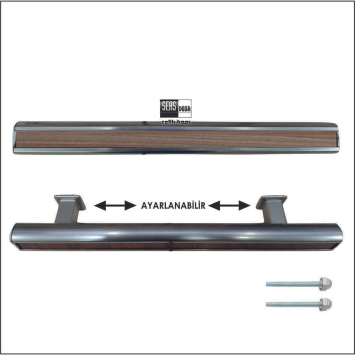 40 cm Ayarlanabilir Çelik Kapı Çekme Kolu, Antrasit Gri Renk, Dayanıklı ve Şık Tasarım