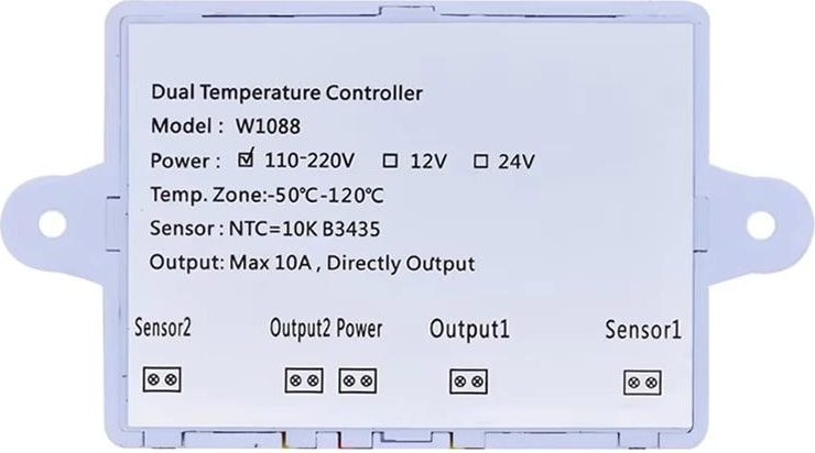 XK-W1088 Ac 110-220V Çift Dijital Göstergeli Termostat Sıcaklık Kontrol Cihazı 1500W