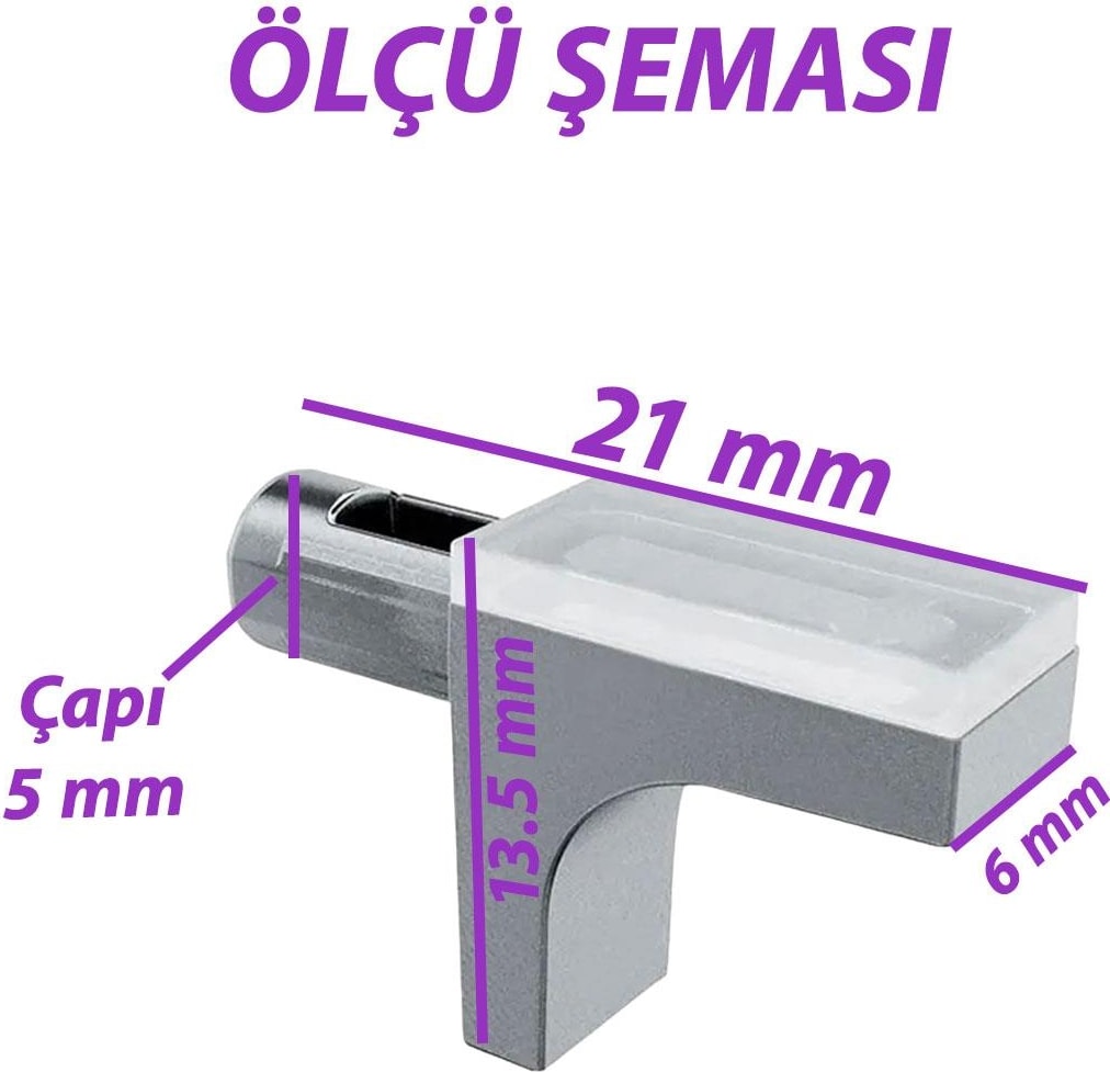 Raf Pimi Düz Vantuzlu Cam Ahşap Metal Raf Tutucu Çivisi Mobilya Dolap Pimi (25 Adet)