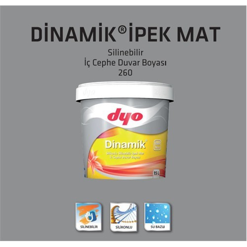 Dinamik Silikonlu Silinebilir İpek Mat İç Cephe Duvar Boyası 15 Lt. - 5160 Hercai