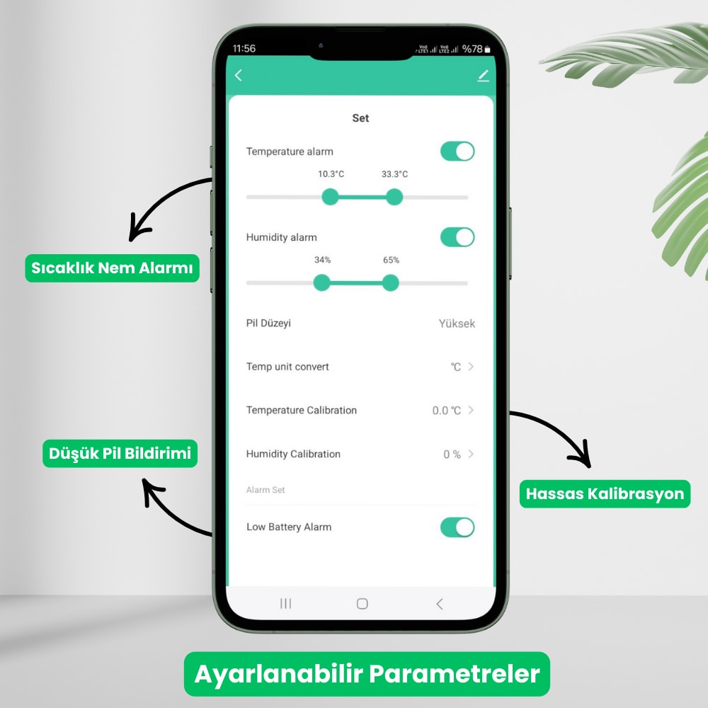 Wifi Pilli Sıcaklık ve Nem Sensörü ( Tuya - Smart Life Uyumlu )