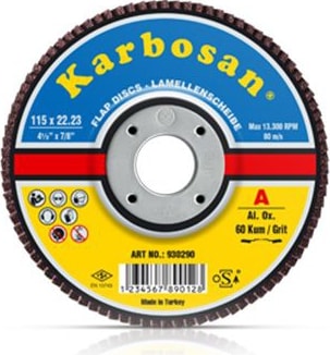 KARBOSAN Alüminyumoksit Konik Flap Disk 180X22.23 80 Kum (10'Lu)