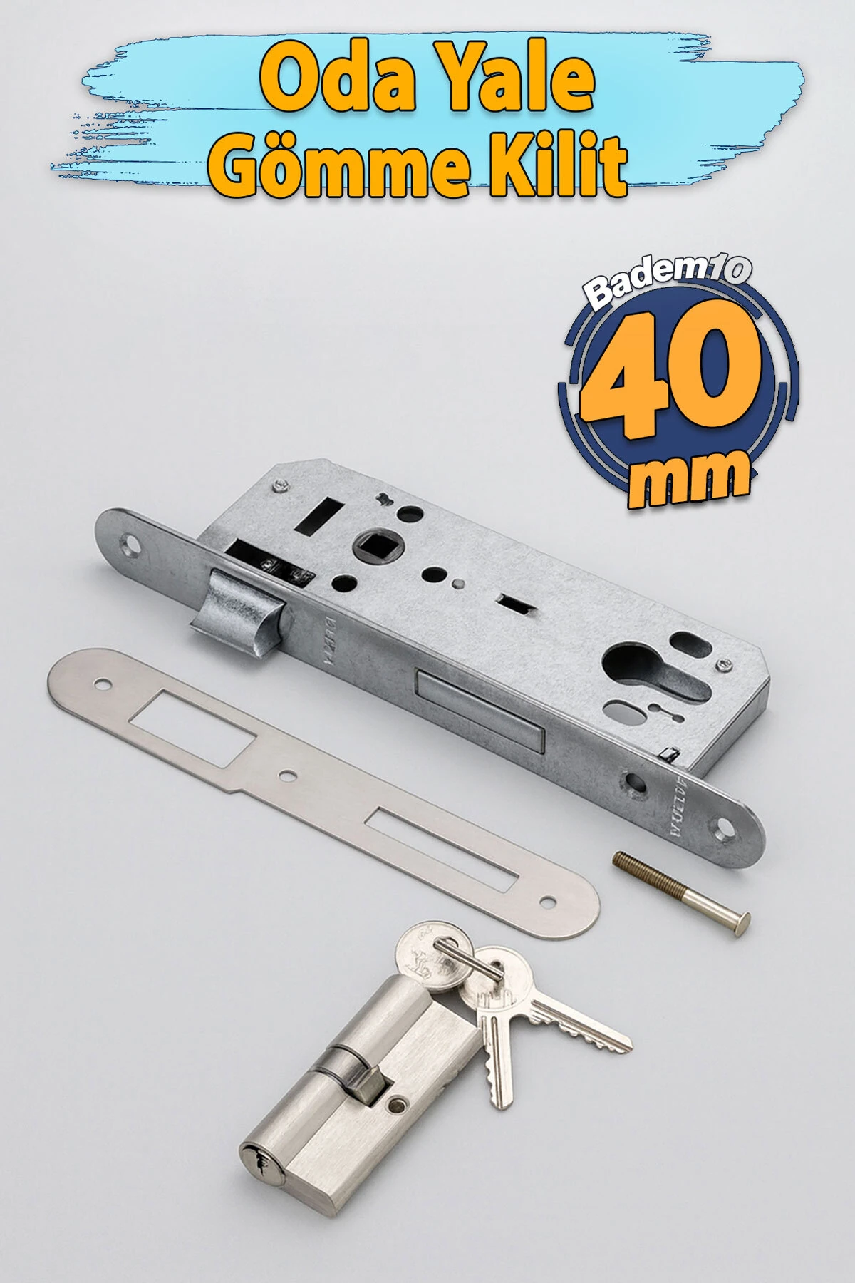 Yale Dış Kapı Kilidi Oda Kapısı Barelli Silindirli 40x23 mm 3 Anahtarlı Dayanıklı Oval Gömme Kilit