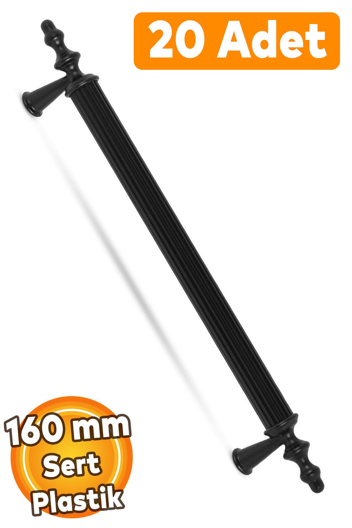 BADEM10 (SERT PLASTİK) 20 Adet Polavit 160 Mm Siyah Mobilya Mutfak Çekmece Dolap Dolabı Kulpu Kulbu Kulpları