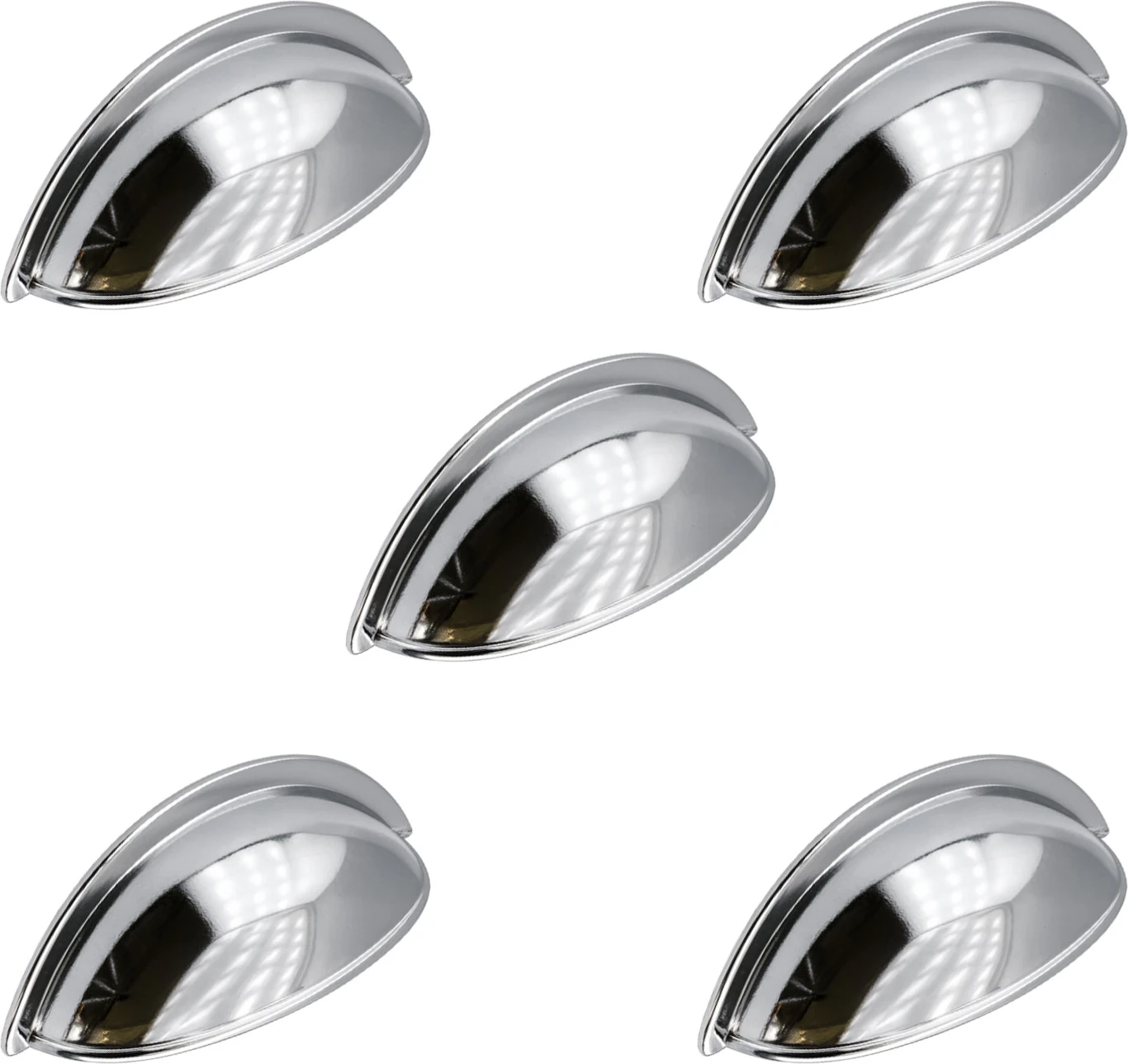 Çanak Kulp 5 Adet 64 mm Krom Gümüş Metal Mobilya Çekmece Dolap Kapak Kulpu Modern Mutfak Kulpları