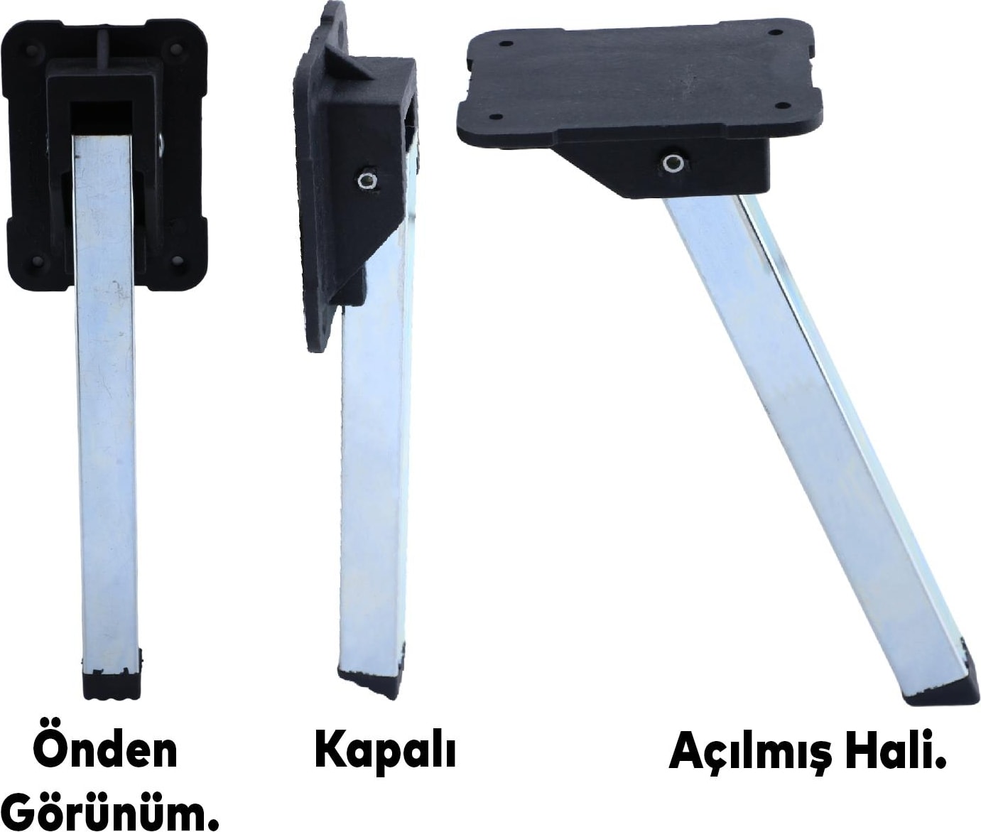 Metal Sofra Ayağı Plastik Siyah Taban Katlanır Yer Sofrası Sini Altı 20 cm (4 Adet)