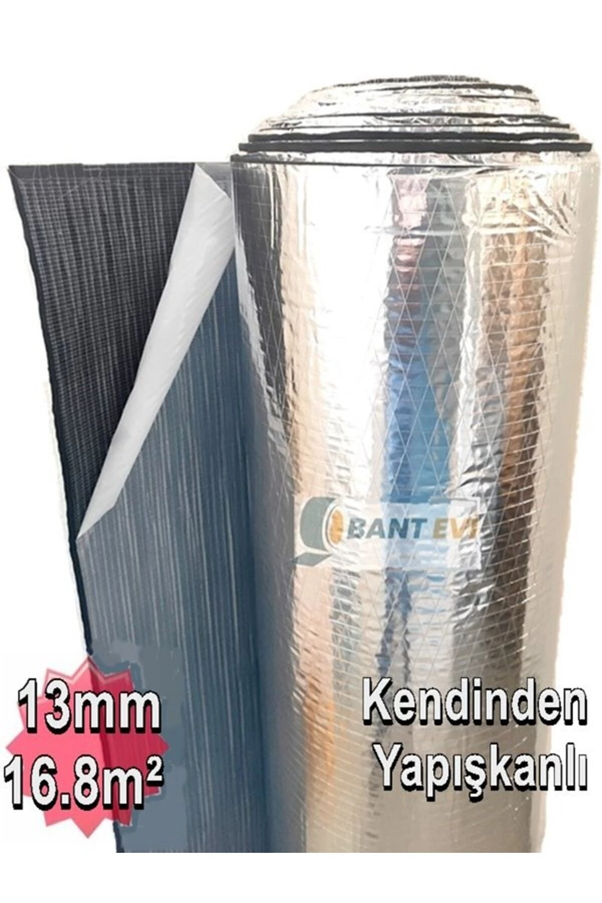 Alüminyum Folyolu Kauçuk Izolasyon 13mm 120cm 16.8m2 Kendinden Yapışkanlı Elastomerik Kauçuk Köpüğü