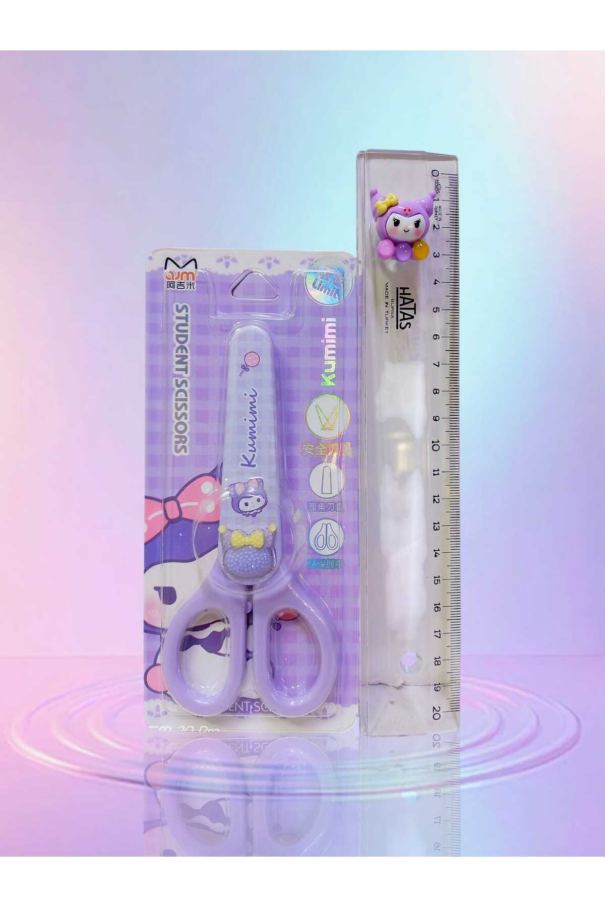 Kuromi Makas Ve Cetvel Seti 2 Li Set Hediyelik Makas 15 Cm. Cetvel 15 Cm.