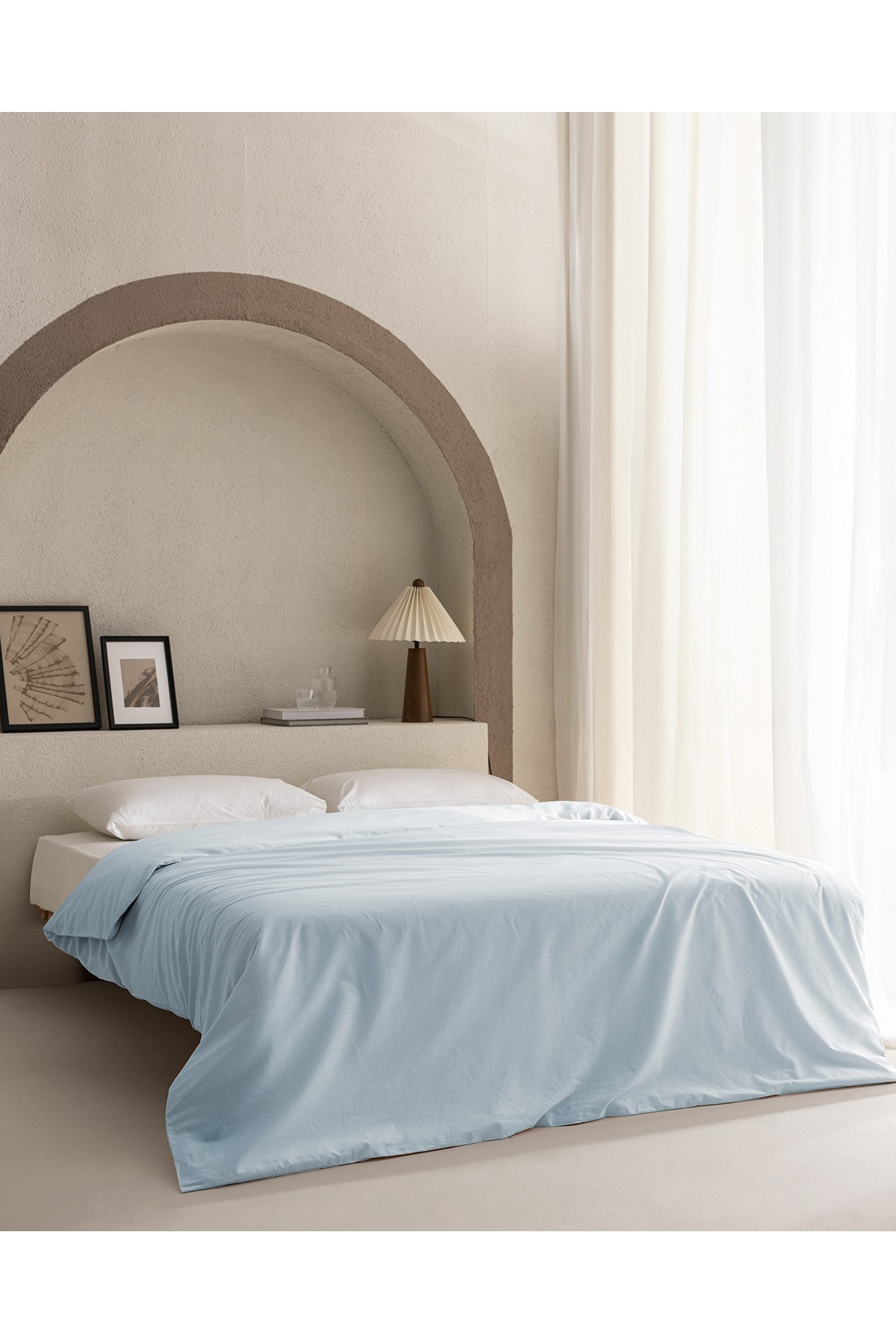 Manon King Size %100 Pamuk Ranforce Düz Nevresim - Mavi
