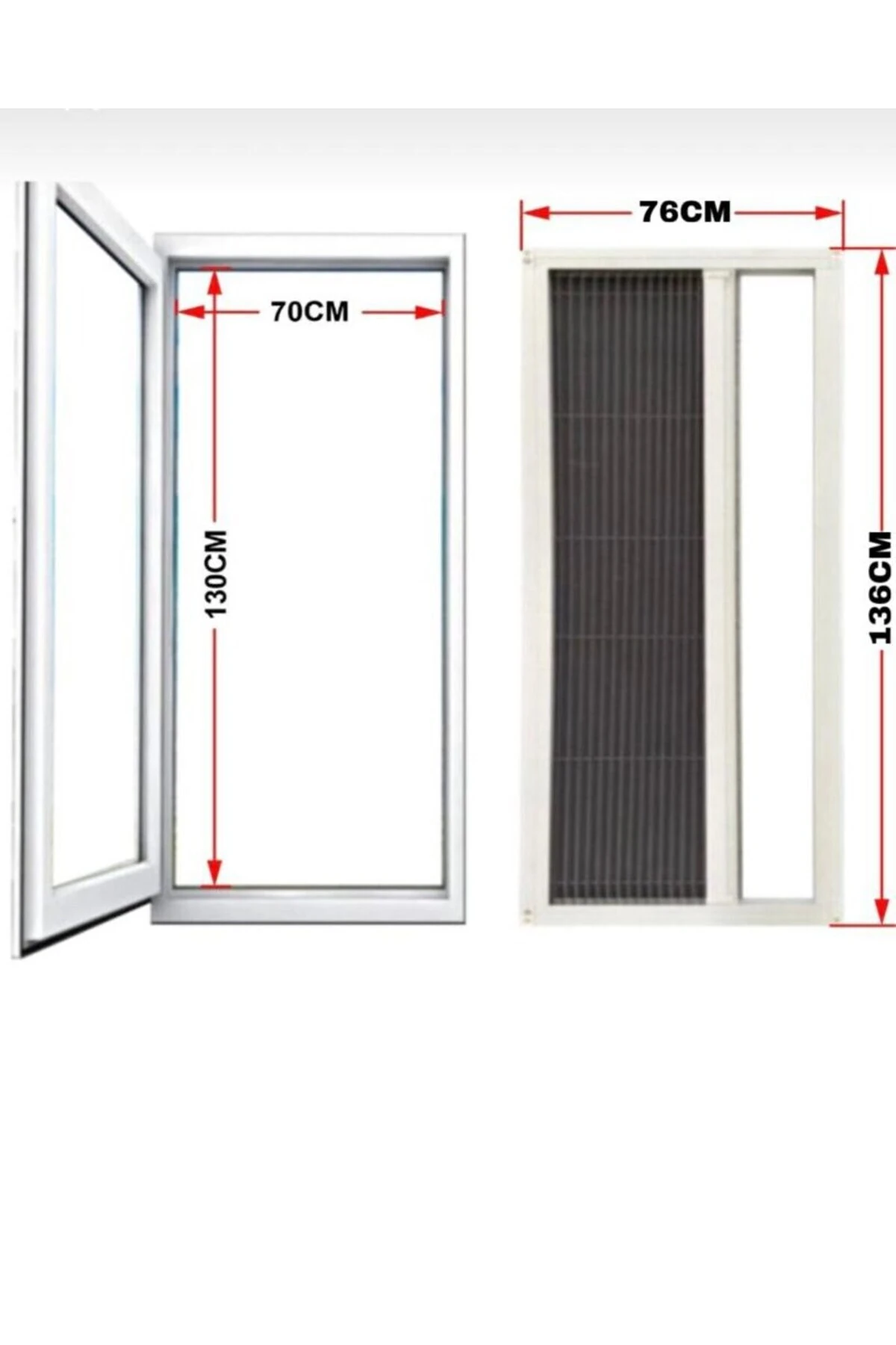 Plise Pileli Sürgülü Akordeon Kapı ve Pencere Sinekliği EN 0-90/ BOY 0-210