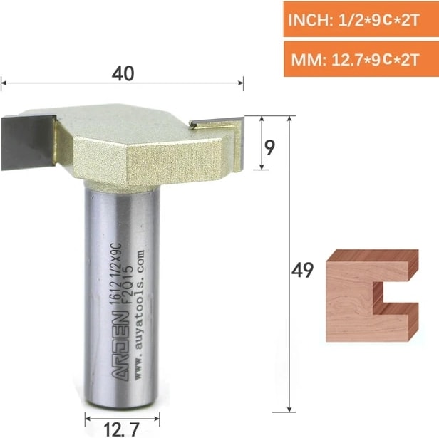 12.7X9C Arden T Tipi Planya Kesici 4 Diş 2 Diş Ağaç Işleme Freze Kesicisi Karbür 2-12MM Yan Yuvası Yönlendirici Bit Parke Mdf Için (Yurt Dışından)