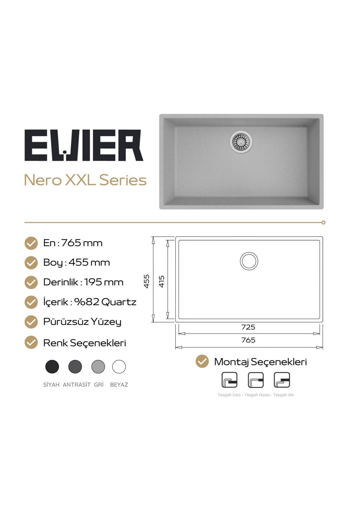 Granit Evye Nero XXL White (BEYAZ)