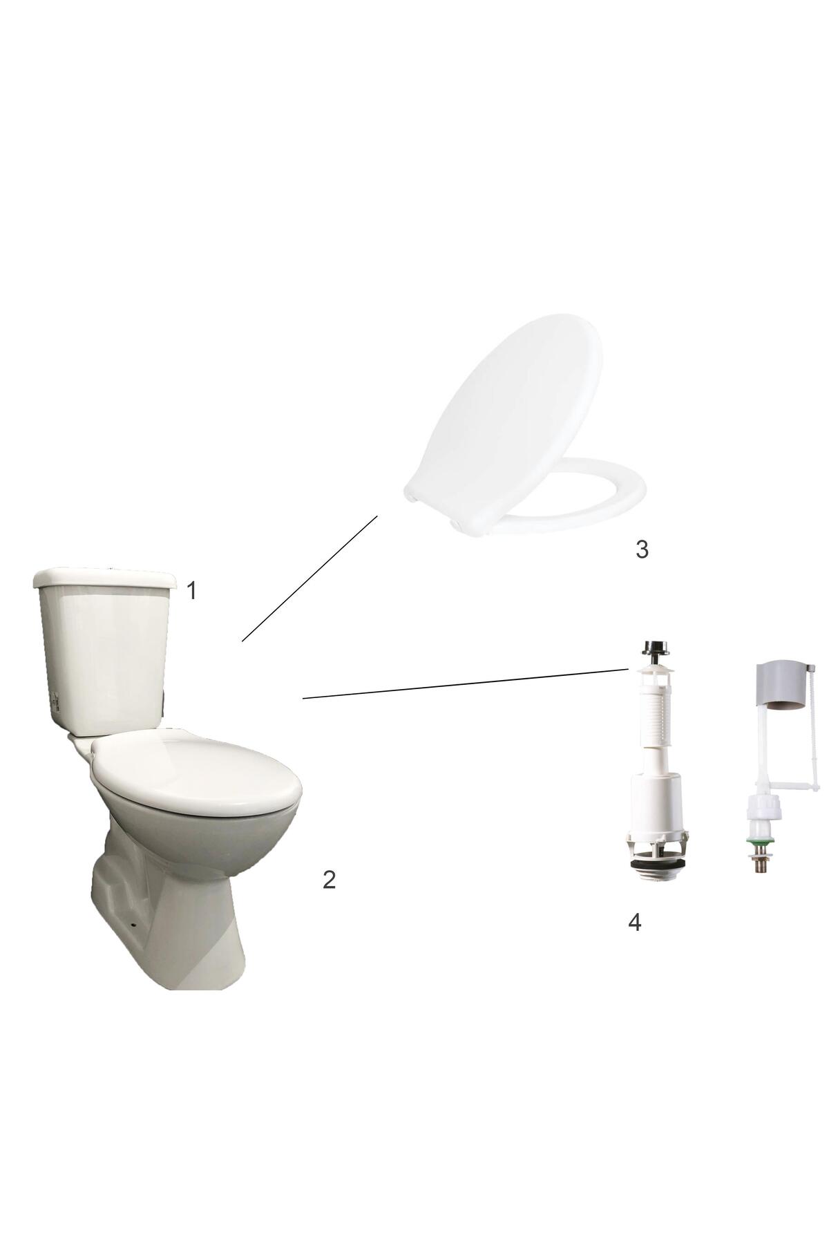 Pitta Alttan Çıkışlı Klozet Seti (4 Parça)Basic PP Kapak