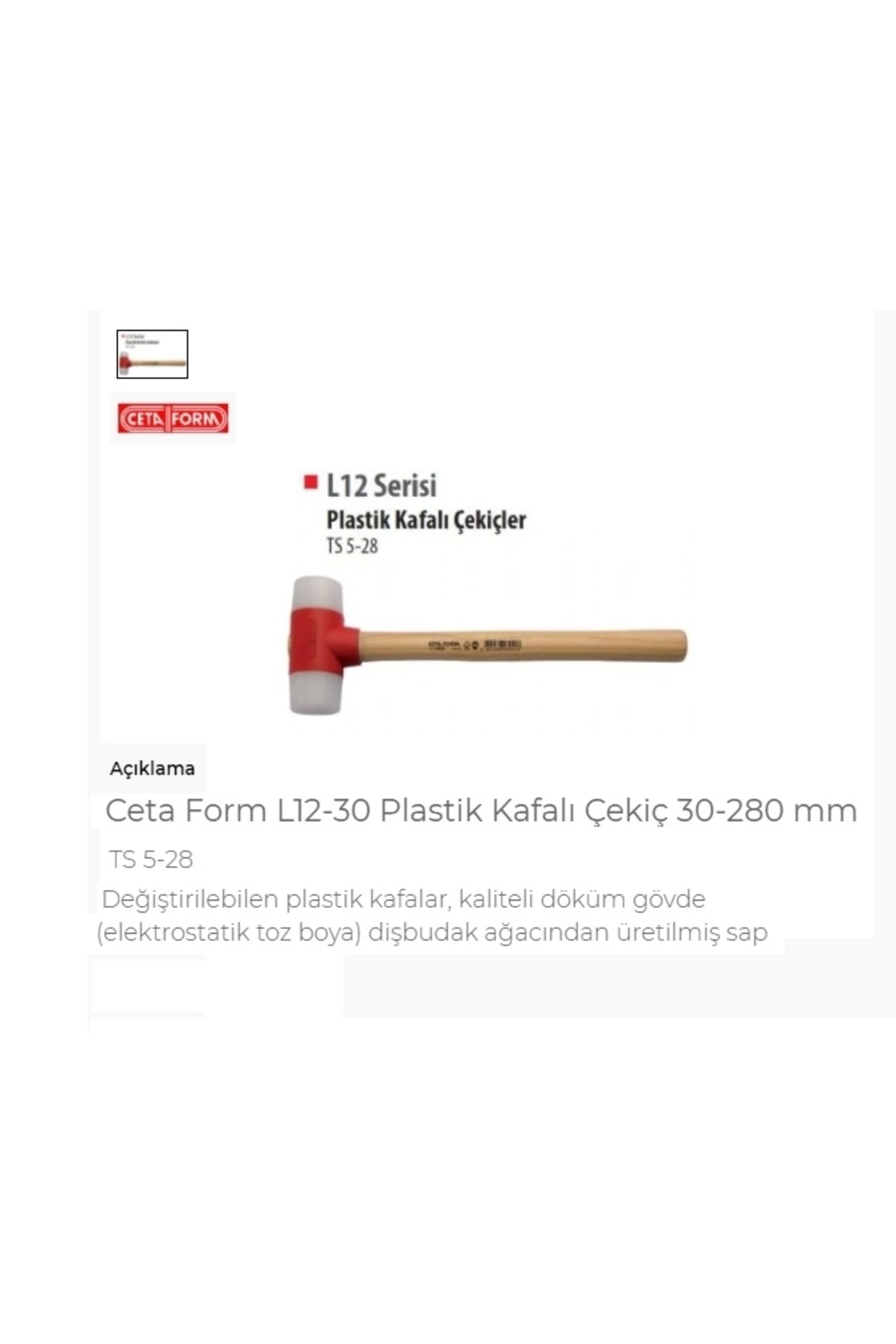 CETA FORM L12-30 Plastik Kafalı Çekiç 30-280 Mm