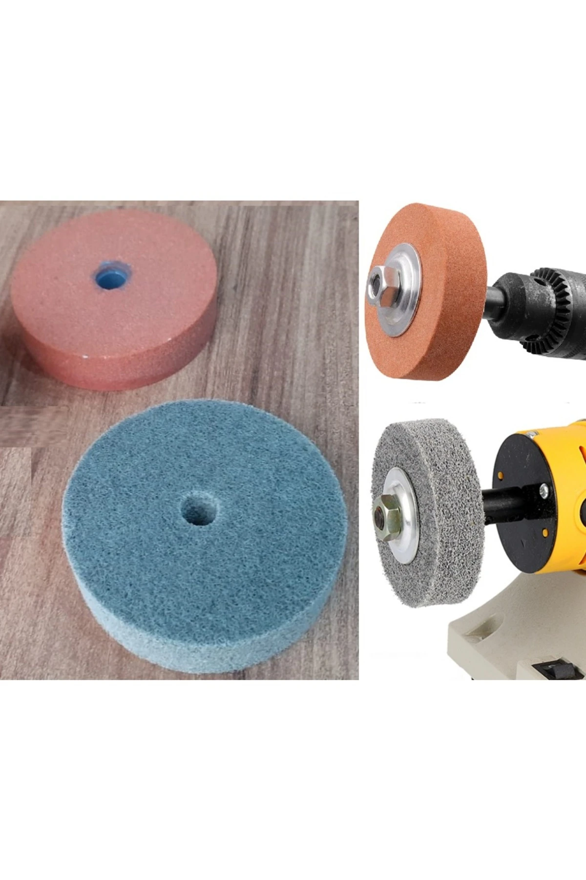 Metal çelik Bileme Temizleme Parlatma Polisaj Disk Seti Skoc Değirmen Taşı matkaba bağlama adaptörlü