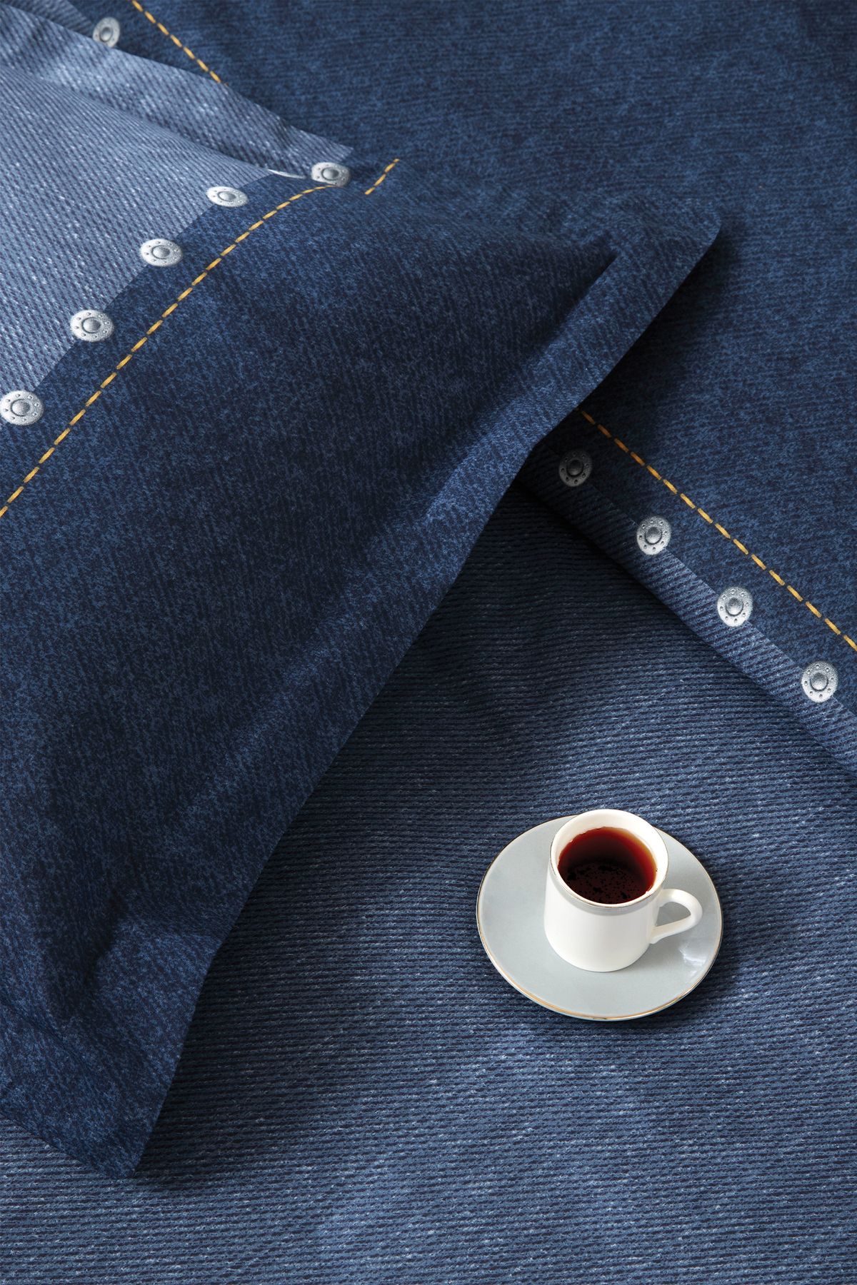 Oregon Çift Kişilik Lastikli Çarşaf Denim Nevresim Takımı