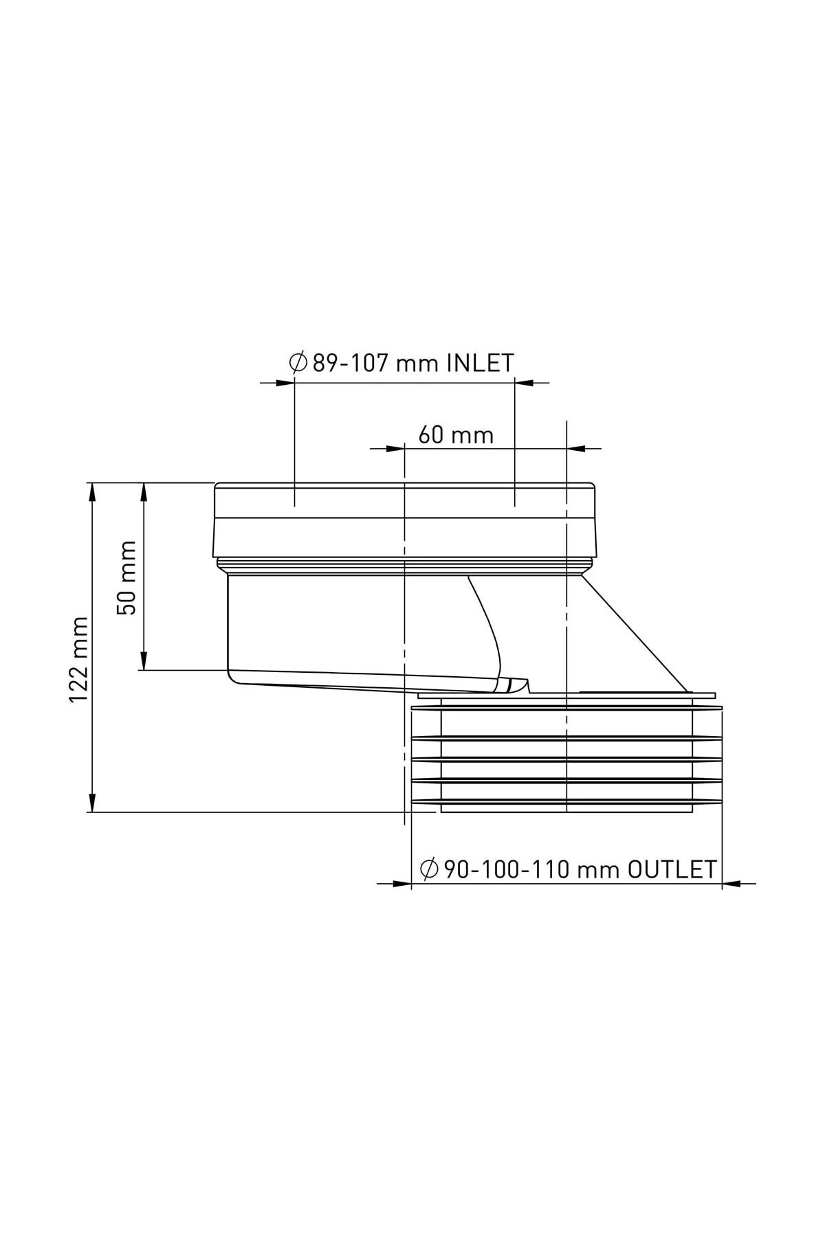 Altdan Çıkışlı Klozet Gider Borusu Kada-pvc Eksantrik Kada-6cm Kaydırılabilir