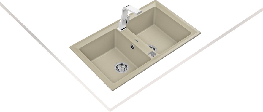 STONE 90 B-TG TOPASBEIGE Ankastre Kumanda Sifonlu Granit Eviye Bej 90 cm 115260011