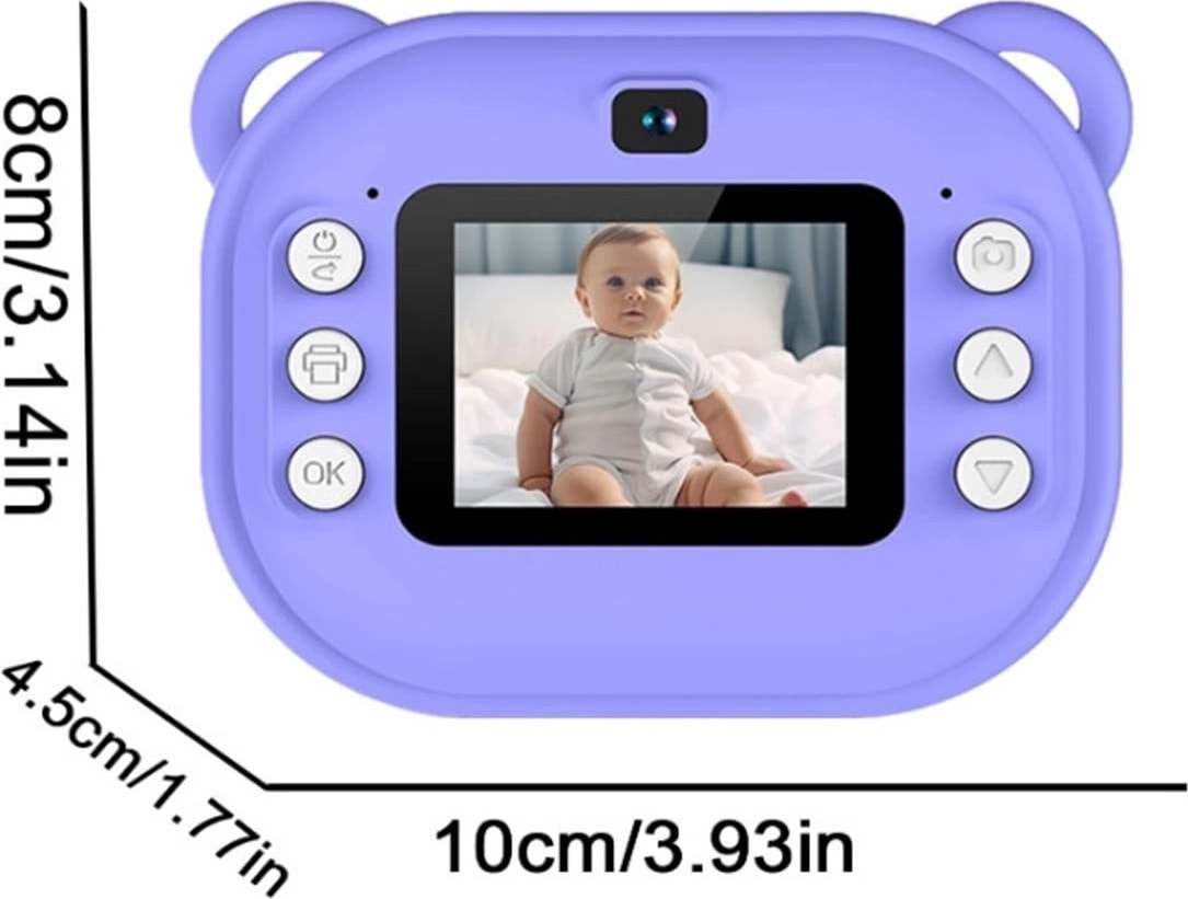 Buğz Dijital Video Kayıt Fotoğraf Çocuk Kamerası Anlık Termal Resim Kağıt Baskılı