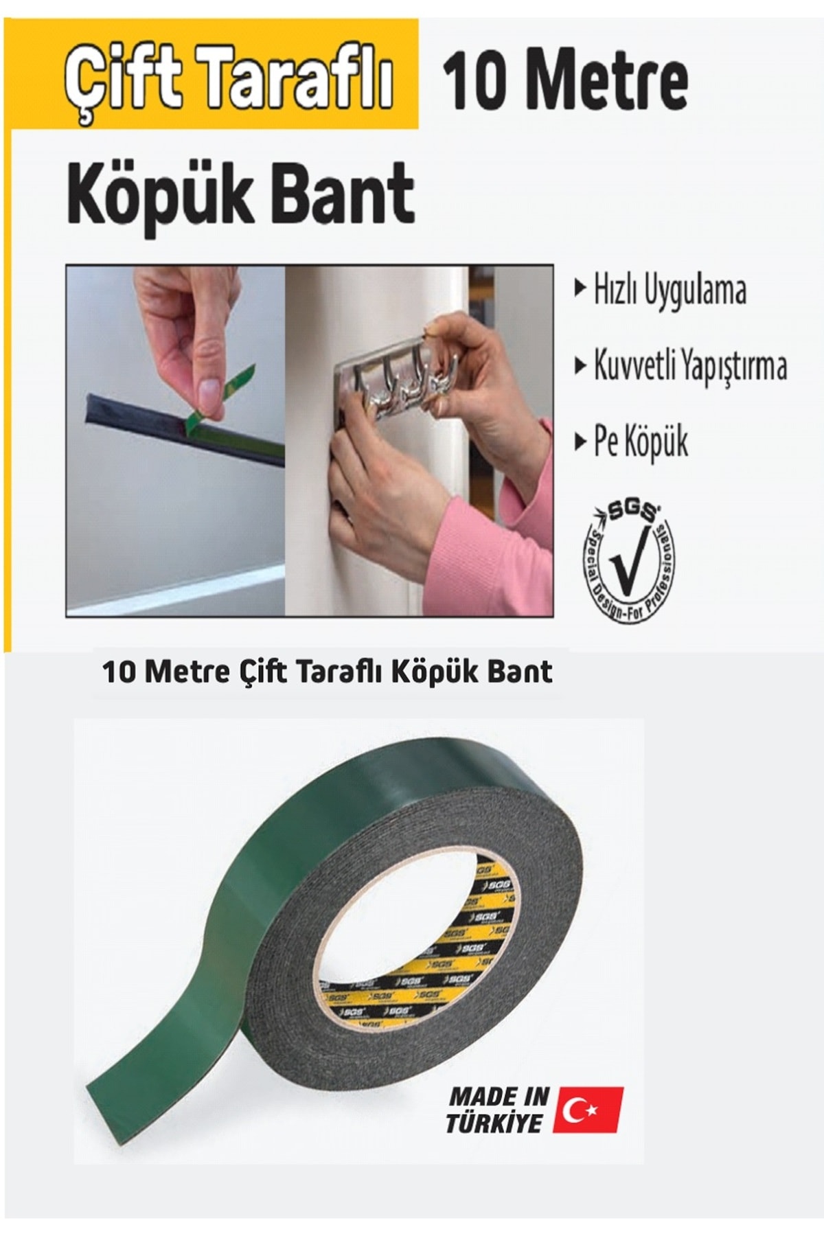 Çift Taraflı EVA Köpük Bant 20mm x 10 Metre – Güçlü Yapışkan, Esnek Yapı, Pratik Uygulama