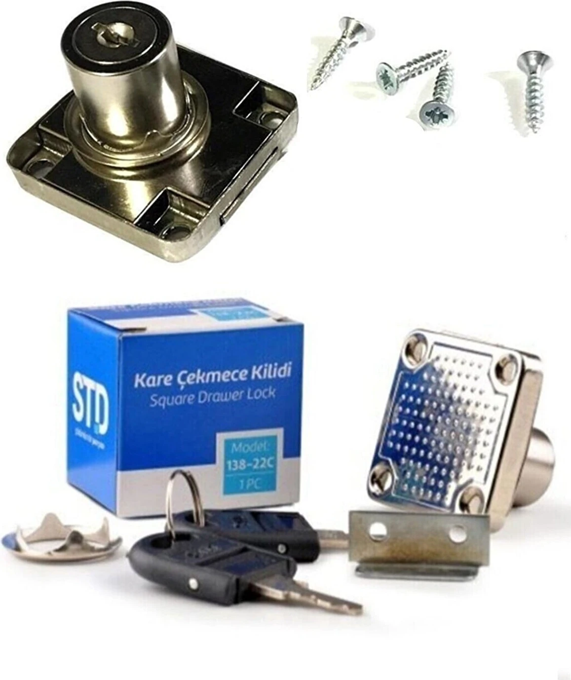 12 Adet Kutu Std Kare Çekmece Kilidi Kapak Dolap Posta Kutusu Kilit 2 Anahtarlı
