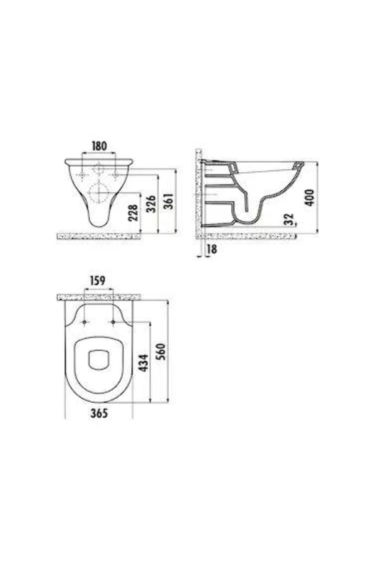 Selin Asma Klozet (SL320.00) + Tefen Klozet Kapağı (KC2201) 2'li Set
