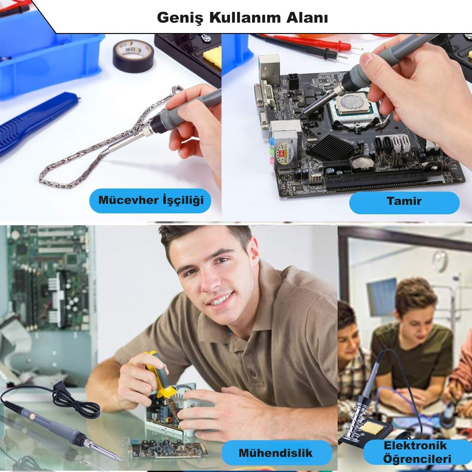 60W Ayarlanabilir Elektrikli Havya Kiti Full Lehim Seti