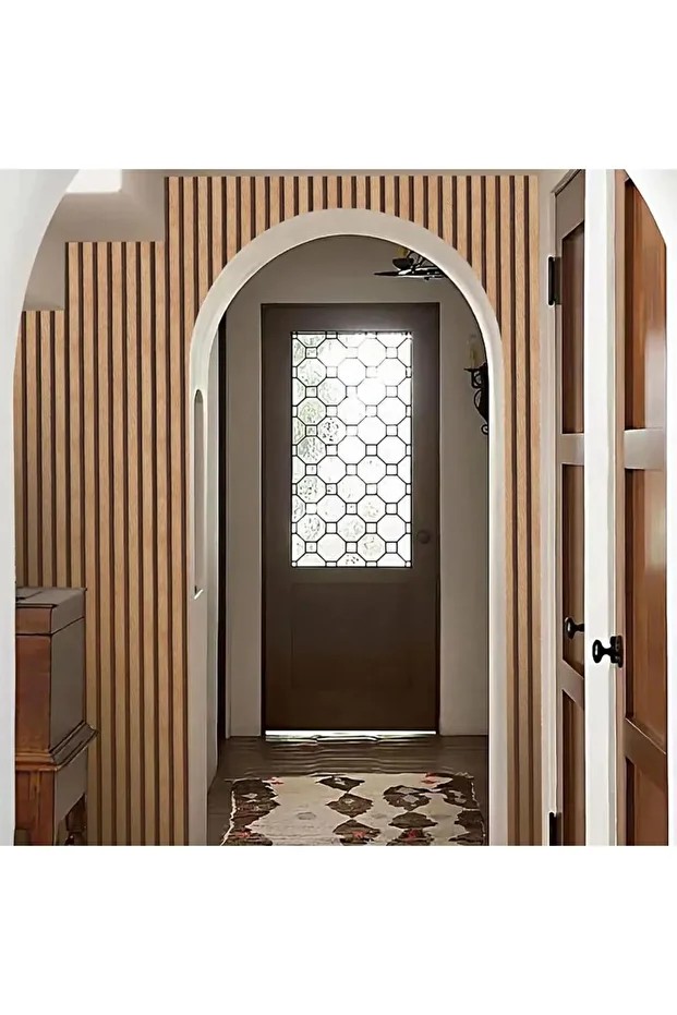 60cm x 280cm 1 Adet Kendinden Yapışkanlı Koyu Kahverengi Lambiri Desenli Duvar Paneli Kağıdı GS8005