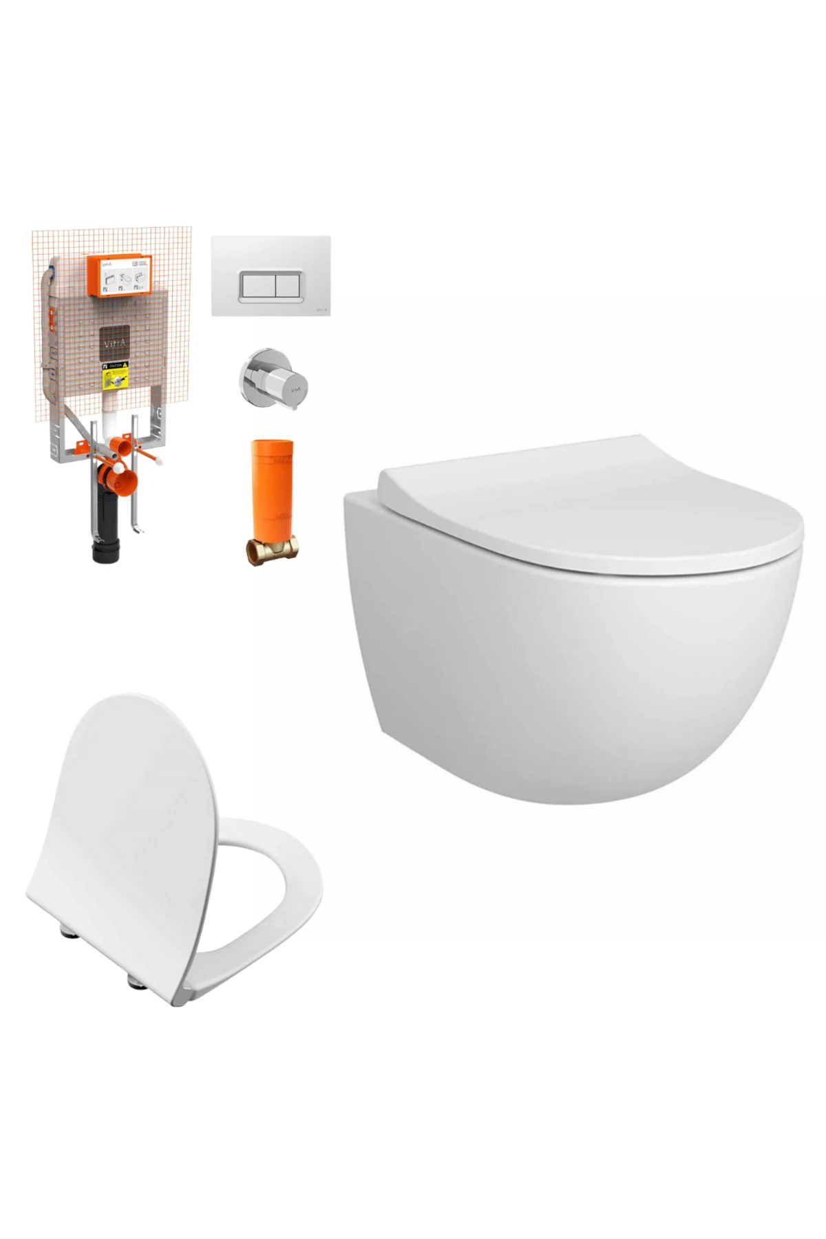 7748B003-0559SET Vitra Sento Rim-ex Kanalsız Asma Klozet  +Gömme Rezervuar + Yavaş Kapanır Kapak (Ko