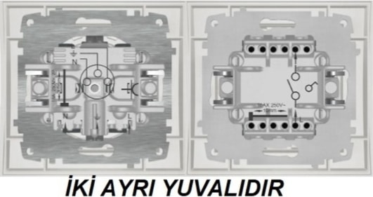 Zena Anahtar Topraklı Priz İkili Takım Çerçeveli Siyah