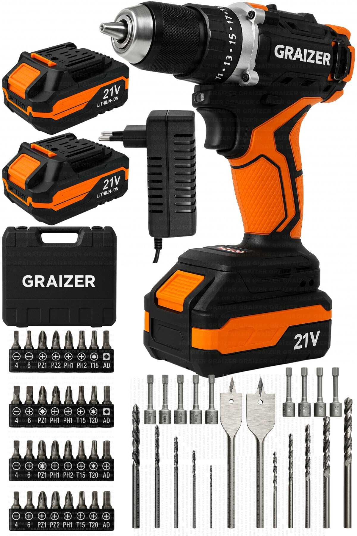 Alman Max 21 V 3 Ah Darbeli Bakir Sargili Çift Akülü Vidalama Çelik Şanzuman Şarjlı Matkap